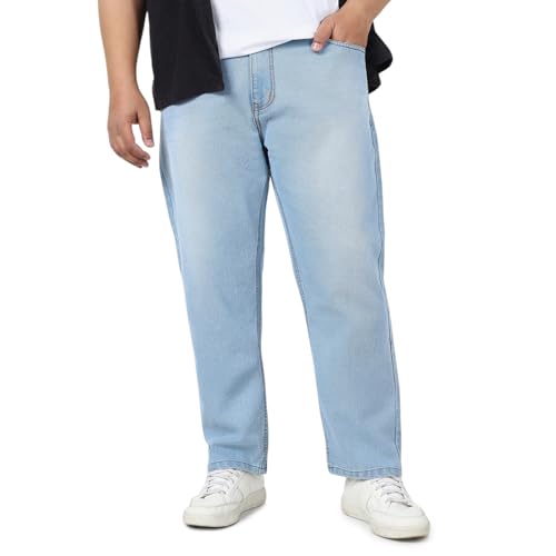 Image of Urbano Plus Men's Straight Fit Mid Rise Washed Jeans Stretchable