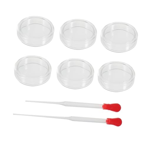 MUSISALY 6pcs Petri Dish Laboratory Dropper Tissue Culture Plate Petri Plate Transfer Pipette Culture Dishes with Lid Laboratory Equipment Lab Plate with Lid Lab Reaction Dish Glass