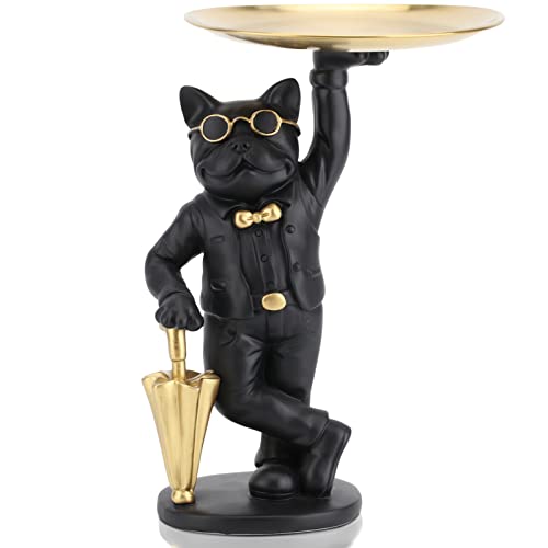 Lccck French Bulldog Statue Gentleman Dress Up,Dog Statue Key Holder Bowl,Animal Sculpture Table Decoration Multifunction Storage Tray Office Home Decor Statues For Home Décor Modern Unique Statues #TOP11