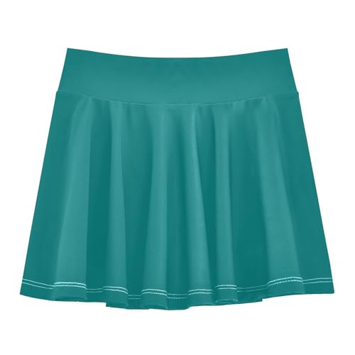 JUNZAN Teal Girls Tennis Skirt with Shorts Flowy Little Girl Skorts Sports Skirts for Kids with Pockets 4-12Y
