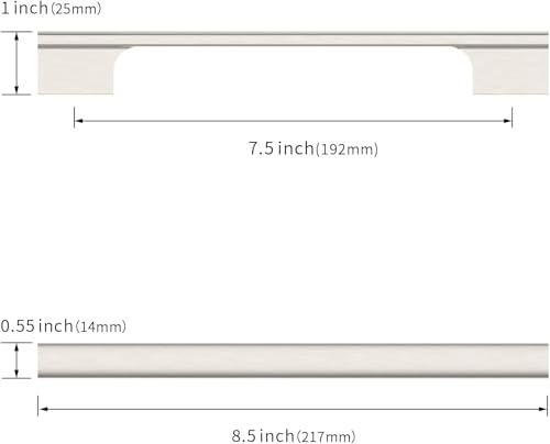 Amerdeco 10 Pack Brushed Satin Nickel Cabinet Pulls 192mm Hole Center Cabinet Hardware Kitchen Cabinet Handles for Bathroom Drawer Pulls Dresser Pulls AM024 - Image 3