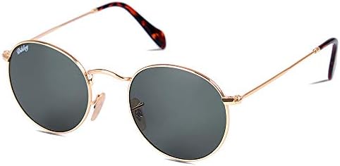 DIKLEY Classic Crystal Glass Lens Retro Round/Square Metal Frame Sunglasses for Men Women