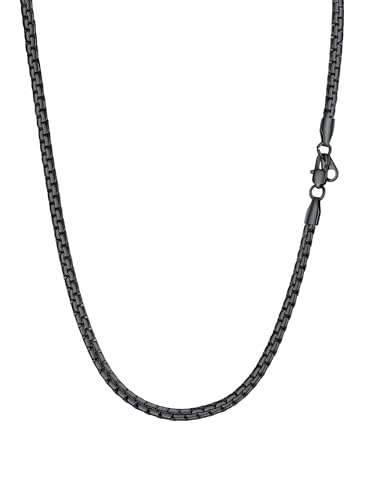PROSTEEL Cadenas Venecianas Eslabones Metal Negro, Collar Hombre Acero Quirurgico 4mm 51cm