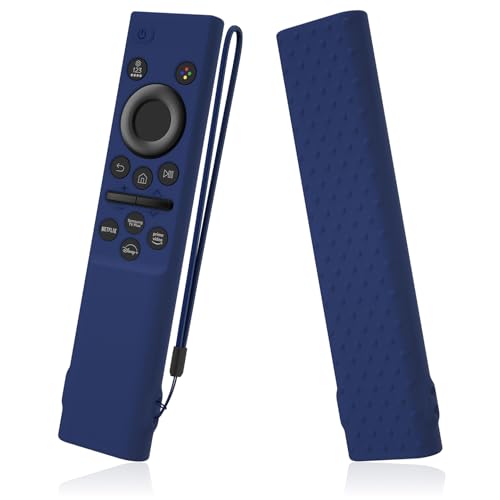 AKSHFETH Remote Cover Compatible with Samsung Remote bn59-01393/bn59-01388 Silicone Case Cover with Lanyard (Dark Blue)