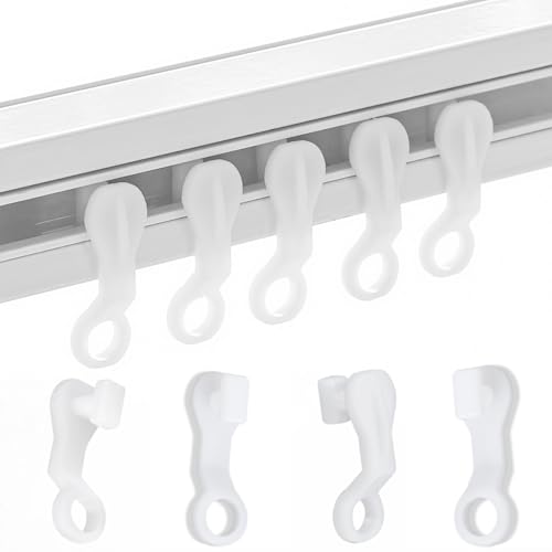 50 Pieces Plastic glider Curtain Hooks for curtains (white 2.7x0.9mm)