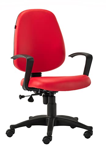 Image of Amazon Brand - Umi Mid-Back with Armrest Computer Office Desk Chair, Revolving Leatherrete Adjustable Height Study Chair - Red