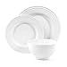 Gibson Home - 102274.12RM Gibson Home 12 Piece Plaza Cafe Round Dinnerware Set with Embossed Stoneware, White -