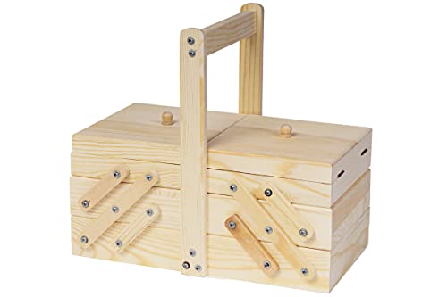 Costurero madera de pino macizo acordeón 28x25x15cm.