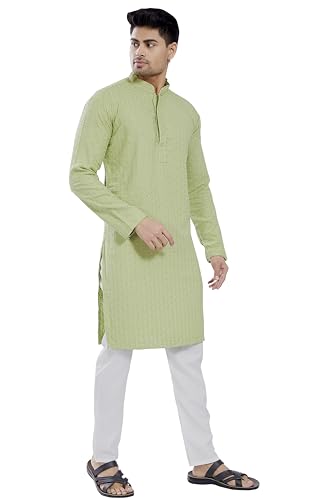 Image of DIVISIVE Men's Sequince Embroidered Cotton Blend Only Slim Fit Kurta
