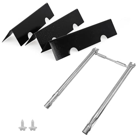 Unidanho 7635 Flavorizer Bars and 69785 Grill Burner Tubes for Weber Spirit I & II 200 with Front Control GS4 E210 E220 S210 S220 15.3" Flavor Bar Replacement Parts Cover
