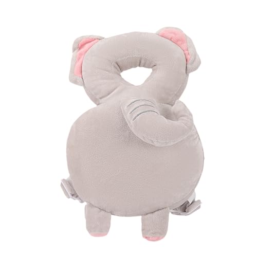 Image of Baby Head Protection Backpack - Soft & Comfortable, Cute Cartoon Design, Elephant