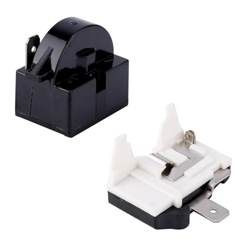 1 Pack QP2-4.7 QP2-4R7 4.7 Ohm Refrigerator Start Relay with 6750C-0005P Refrigerator Overload Protector fits Whirlpool Frgidaire Kenmore and Most Mini Fridges and Coolers