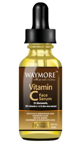 Image of WAYMORE 15% Vitamin C Face Serum for Glowing Skin | Purest Vitamin C (L-Ascorbic Acid) with Vitamin E | Moisturizing Serum for Sensitive Skin | All Skin Types | Face Serum for Men & Women | 30 ml