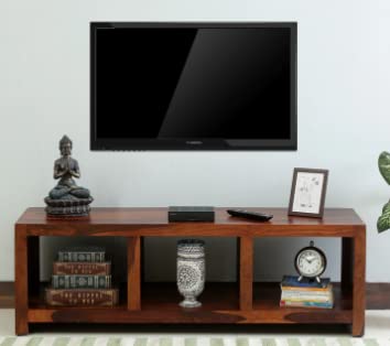 Solid Sheesham Wood Sideboard Low Height TV Cabinet for Living Room | Wooden Free Standing TV Unit Side Board Table with Shelf Storage | Honey Finish-image-47