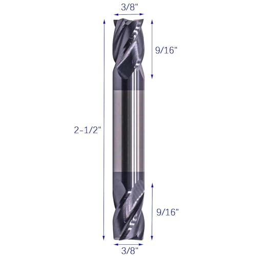 Image of 5Pcs 3 /8 inch 4 Flute Solid Carbide Square End Mill - Double End - AlTiN Coated | 35 Degree Helix, 3 /8 inch Cutting Diameter, 3 /8 inch Shank Diameter, 9 /16 inch Length of Cut, 2-1 /2 inch Overall Length
