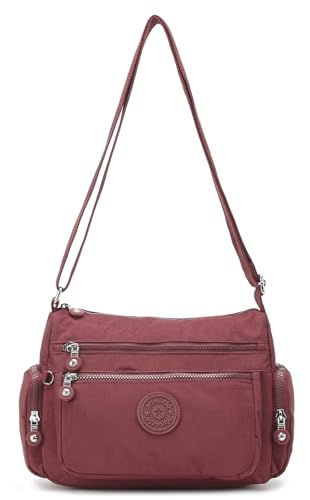 MINDESA (Model 8627) Womens Multi-Purpose Light-weight Casual Shoulder Bag Cross-body Bag Handbag (Maroon)