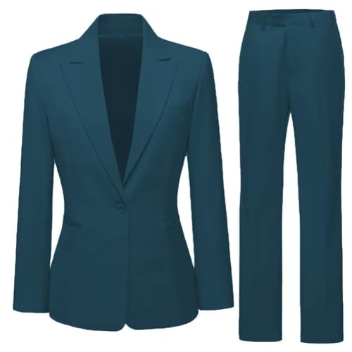 Women's 2 Piece Tuxedo Suit Set Notched Lapel One Button Slim Fit Business Office Worksuit