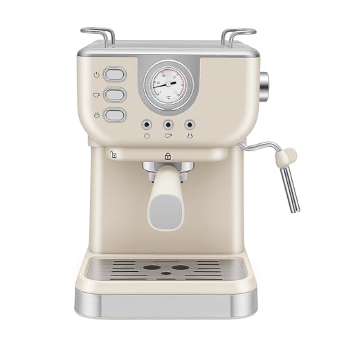 Gdetnysty Halbautomatische Espressomaschine Kaffeemaschine Siebträger 20 Bar Druck 1050W mit Milchaufschäumer Tassenwärmer 1.5L Wassertank für Zuhause Büro Café Cappuccino Latte Macchiato
