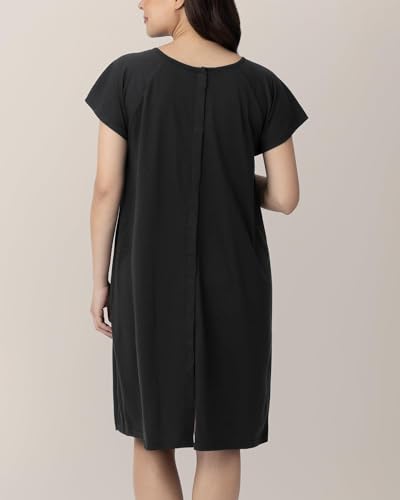 Image of Kindred Bravely Universal Labor and Delivery Gown for Birthing and Nursing | Soft maternity hospital gown with velcro for monitoring, epidural, skin-to-skin contact, breastfeeding nightgown with pockets