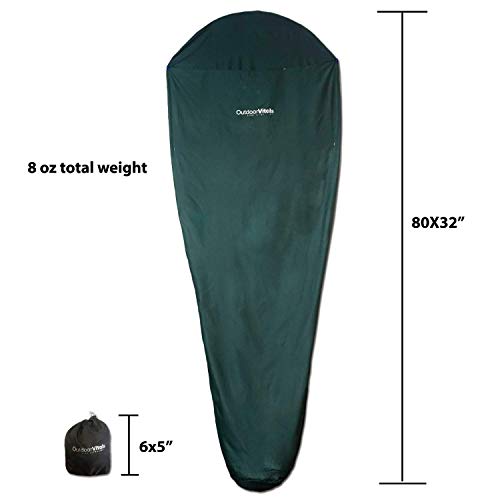 Outdoor Vitals Sleeping Bag Liner (Carbón, Rectangular/ Micro Poliester) miniatura 2
