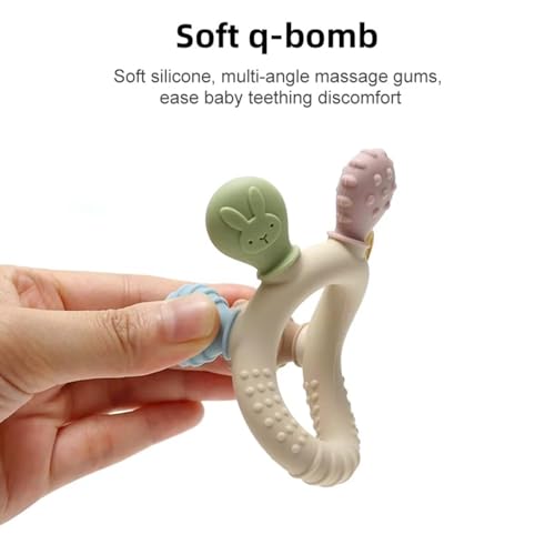 Image of CHICAGOZONE Premium Baby Silicone Teether Ring Toy - BPA Free Soft Teething Toy for Infants, Multi-Texture Sensory Chew Toy, Easy Grip Teether for Babies 3-12 Months, Cute Animal Design (Multicolor) (ZOO TOUCH RING)