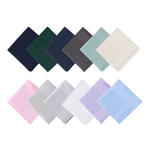 Image of HOULIFE Men's Cotton Handkerchiefs, Solid Color 60S Soft Cotton Hankies for Men Women 6 /12PCS 15.7 inchx15.7 inch