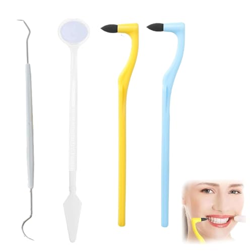 KEWUF Tooth Eliminador de Manchas Dentales, Eliminador de Sarro de Dientes, Limpieza de Dientes, Borrador de Manchas Dentales (2 Removedores de Sarro, 1 Gancho Dental, 1 Espejo Dental)