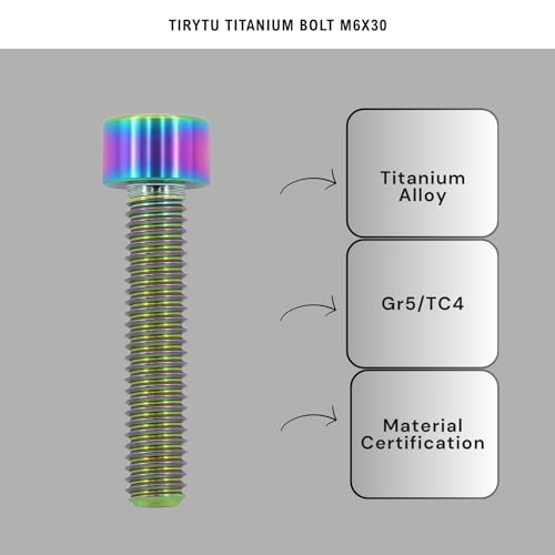 Image of M6x30mm Titanium Bolts - Hex Socket Screws for Bike, Motorcycle, Marine | Corrosion Resistant in Salty /Humid Conditions, Lightweight Fasteners | Colorful (6PC