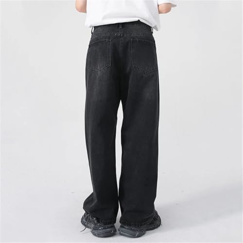 Men's Jeans Personality Straight Wide Leg Denim Pants Vintage Trousers3