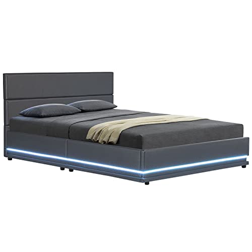 Juskys Polsterbett Toulouse 180x200 cm mit Bettkasten, LED Beleuchtung &...