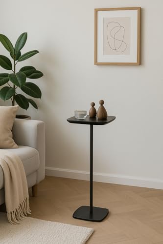 image for HAMORESPACE Modern Martini Pedestal Side Table - Small Metal Cocktail 