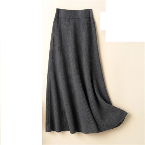 Women Solid Business Loose Wool Skirt Fashion Elastic Waist Solid A-Line Knitted Skirts2
