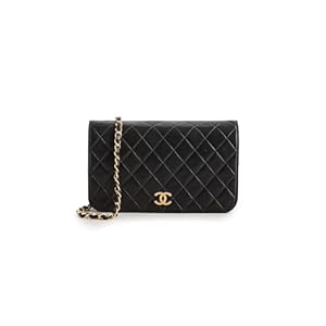 WHAT GOES AROUND COMES AROUND Women’s Pre-Loved Chanel Black Lambskin Full Flap 9″ Bag