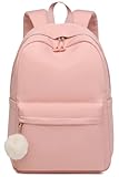 CLOKARS Backpack for Teen Girls, Middle School Laptop Backpack 15.6in Cute Bookbag for Kids Elementary High School Travel Bag, Pink