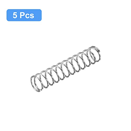 Image of uxcell Compression Spring, 5Pcs 304 Stainless Steel, 8mm OD, 0.8mm Wire Size, 40mm Free Length, Silver Tone
