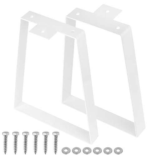 Lot de 2 pieds de meubles trapézoïdaux table en métal noir, pour cadre de chevet, table basse, buffet (35,7 cm/blanc)
