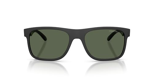 Arnette Men's AN4341 Khim Square Sunglasses, Black Matte/Shiny/Dark Green, 56 mm