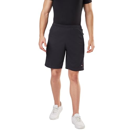 Image of berge' Men's Dry-Fit Sports Shorts | Quick-Dry Polyester | Zippered Welt Pockets | Breathable & Anti-Odour Activewear for Gym, Running, Workouts, Jogging, Training, Fitness, Sports | with Reflectives