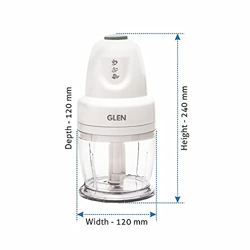 Image of Glen Electric Chopper for Kitchen, 400ml Bowl, 250W Mini Fruit & Vegetable Cutter with Rust-Resistant Stainless Steel Blades, Whisker Disc, Chops Onion & Nuts - White (SA4043 B)