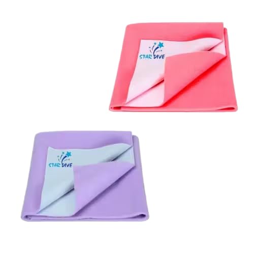 Star Dive Waterproof Drysheet, Baby Bed Protector, Urine Sheet, Washable, Reusable, Breathable, Skin Friendly, Heat Free Multicolor JTC_S_(50X70cm)_C92_(Pack of 2)-picture-28