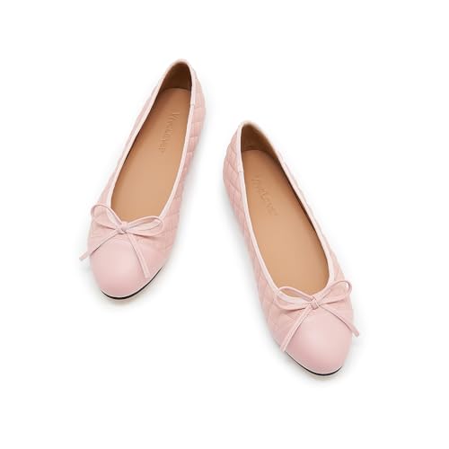 Image of Women's Cap Toe Ballet Flats Two Tone Bow Flats Round Toe Shoes for Women Slip on Casual, Work, Dress Flats Pumps for Women