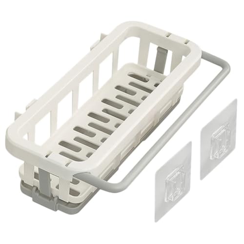 WATIIFUFU Estante de Pared para Esponja y Paños de Cocina de Abs Blanco, Organizador Multiusos sin Perforaciones para Mantener Limpia la Cocina