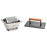 Cuisinart CBW-201 Butter Wheel Stainless Steel & CGPR-221 Cast Iron Grill Press (Wood Handle), Weighs 2.1-pounds