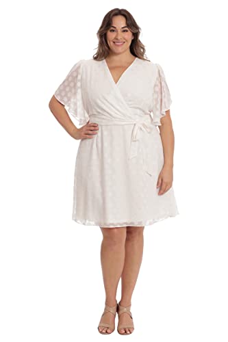 Image of London Times Women's Women's Dresses Pleat Tucks Surplice Draped Sleeve Flare Dress Guest of Occasion