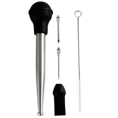 DOITOOL Inyector de Salsa para Barbacoa y Pavo de Acero Inoxidable con Pincel de Silicona Herramienta para Condimentar Carnes y Mejorar Sabor Cocina Doméstica y Profesional