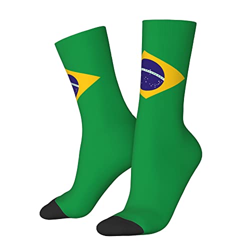 Drapeau du Brésil Chaussettes folles drôles Unisexe Nouveauté Cool Funky Chaussettes imprimées en 3D
