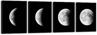 Wieco Art - Modern Giclee Canvas Prints Stretched Artwork Abstract Space Black and White Pictures to Photo Paintings on Canvas Wall Art for Home Office Decorations Wall Decor 4pcs/set
