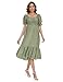 KOJOOIN Damen Umstandskleid Kurzarm Schwangerschaftskleid Midi Hohe Taille Stillkleid Mit Rüschen Armeegrün(Kurzarm)-New L