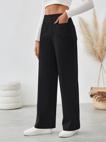 LILLUSORY Womens Casual Work Pants High Waisted Straight Leg Pant Business Dressy Trousers with Pockets3