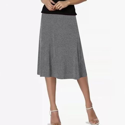 Women's Solid Color Basic Casual Midi Skirt, High Waist Loose A-Line Swing Skirts Daily Wear2
